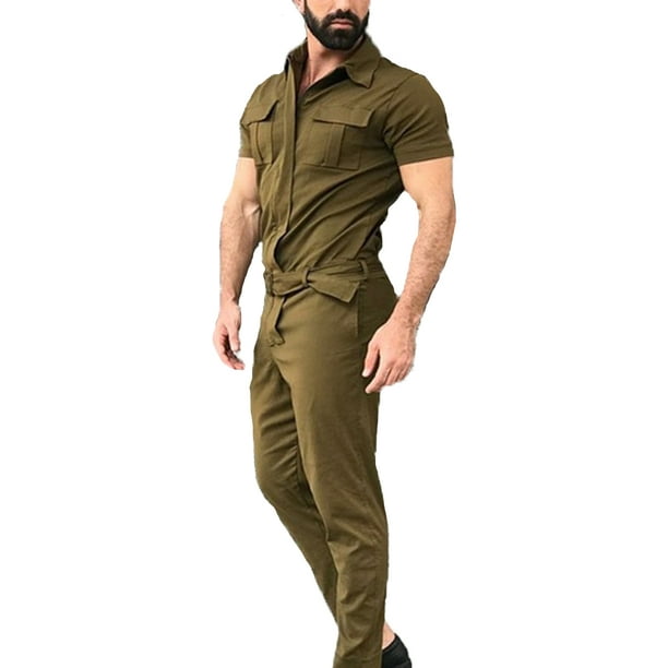 One Piece Men/'s Short Sleeve Overalls Cargo Pants Jumpsuit Romper Cosplay Outfit
